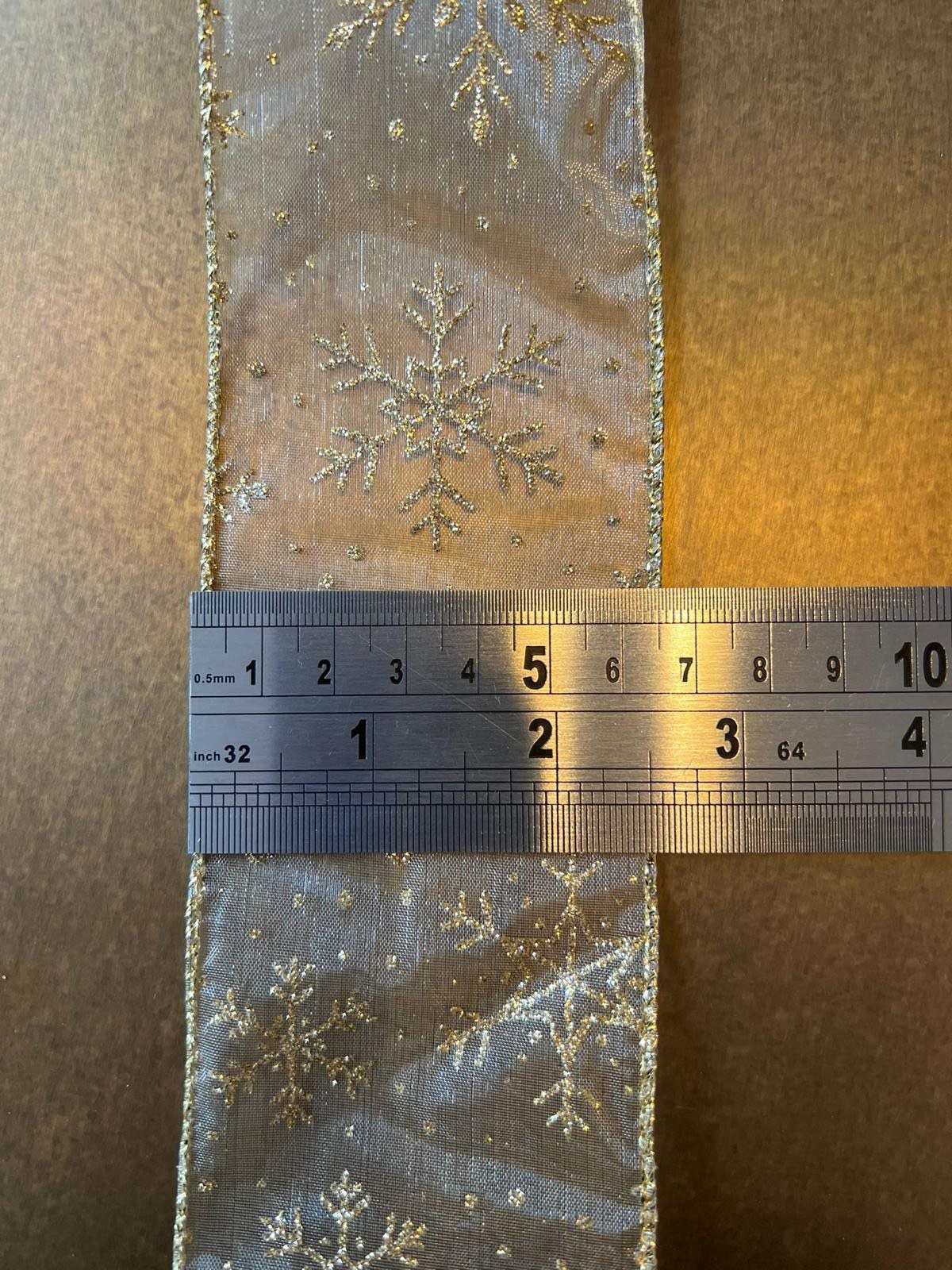 Christmas Wire Edged Ribbon, Holiday Decor, 2.5" Wide