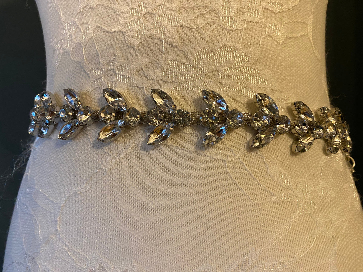 X-long Belt, Rhinestone Belt, Jewel Belt, Silver