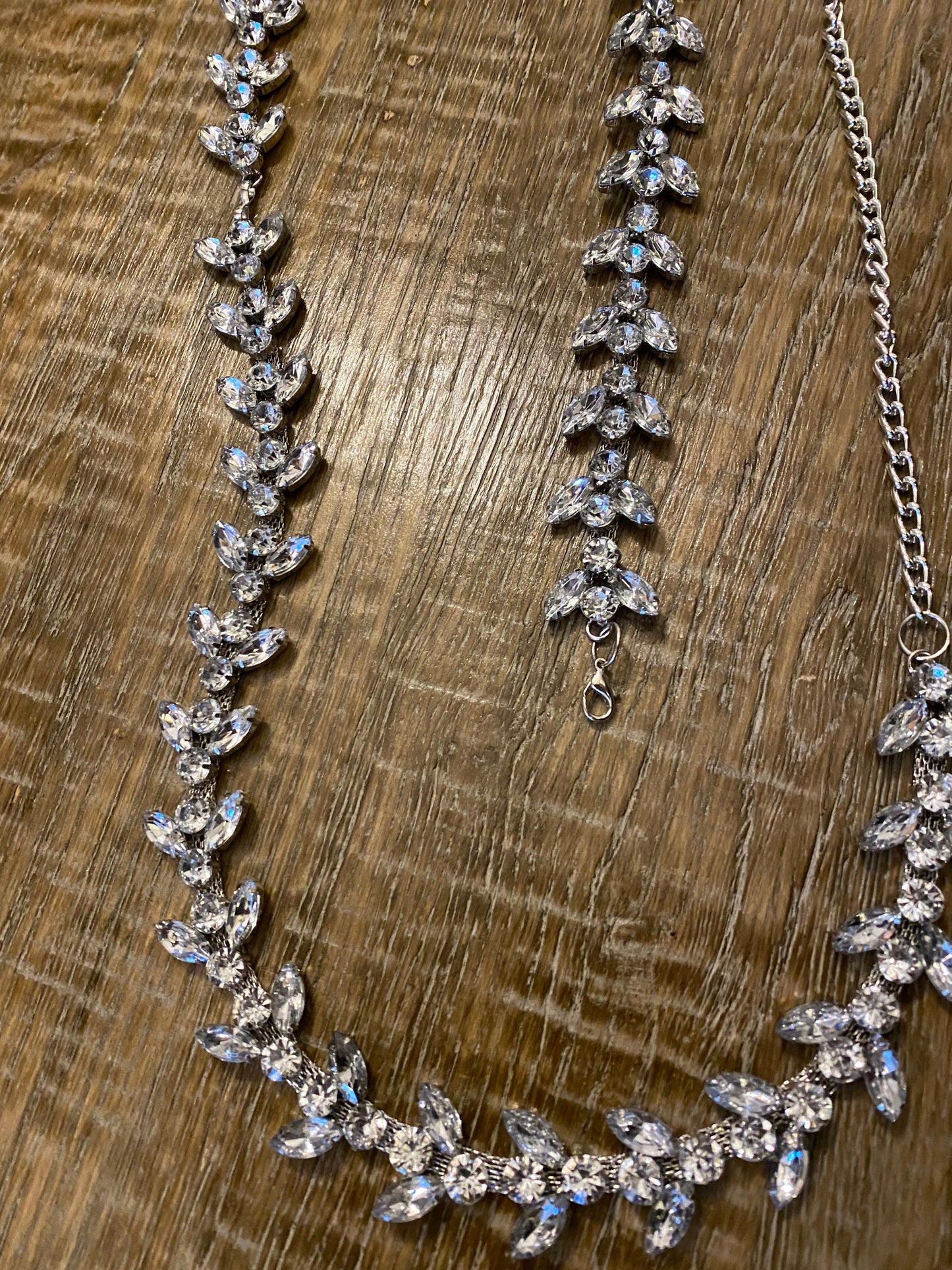 X-long Belt, Rhinestone Belt, Jewel Belt, Silver