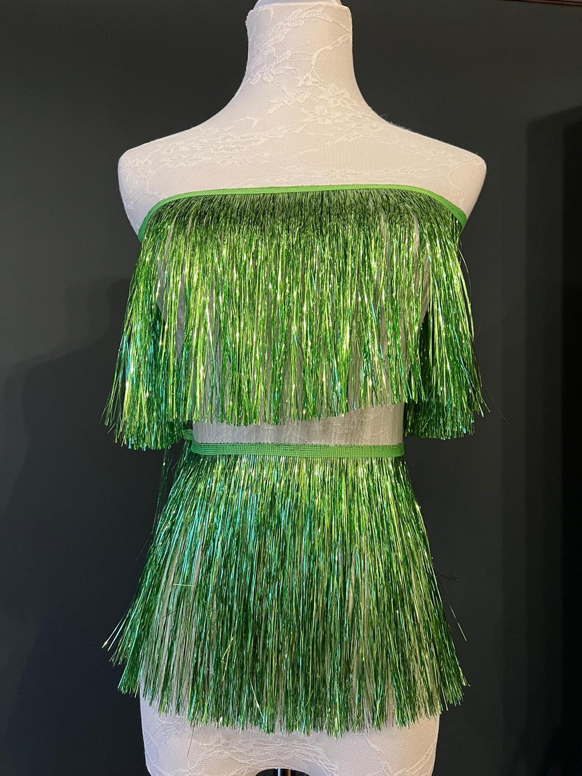 8” Wide Fringe, 17 Colours, Tinsel Fringe, Tassel Fringe, Dance Costume Trimming, Clothing, Crafting, High Quality, Apple Green