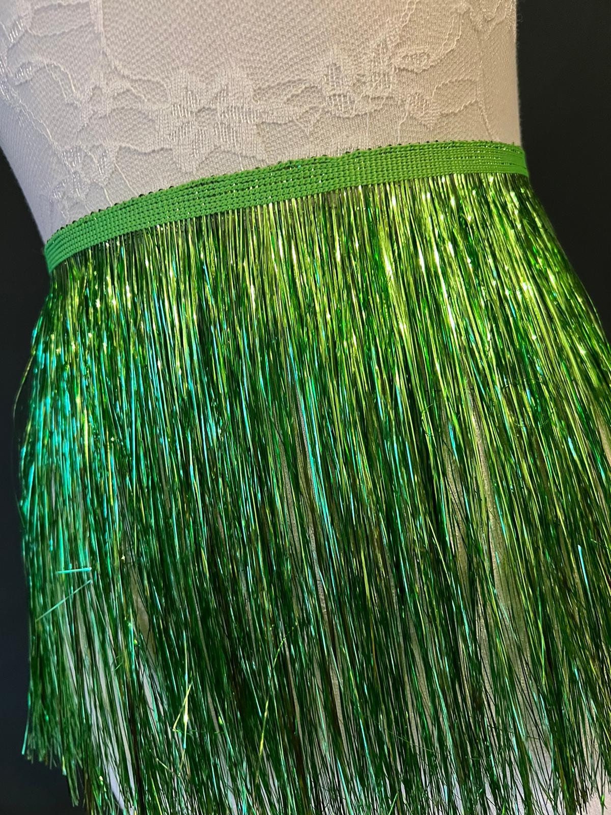 8” Wide Fringe, 17 Colours, Tinsel Fringe, Tassel Fringe, Dance Costume Trimming, Clothing, Crafting, High Quality, Apple Green