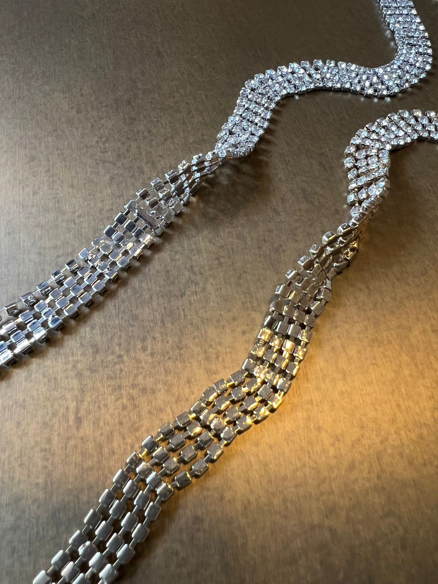 Rhinestone Chain, 4 Row Diamanté Chain, Flexible, Sew on Chain, Bridal, Crafts, Clothing, Silver, Gold, Irridecsecnt Stones