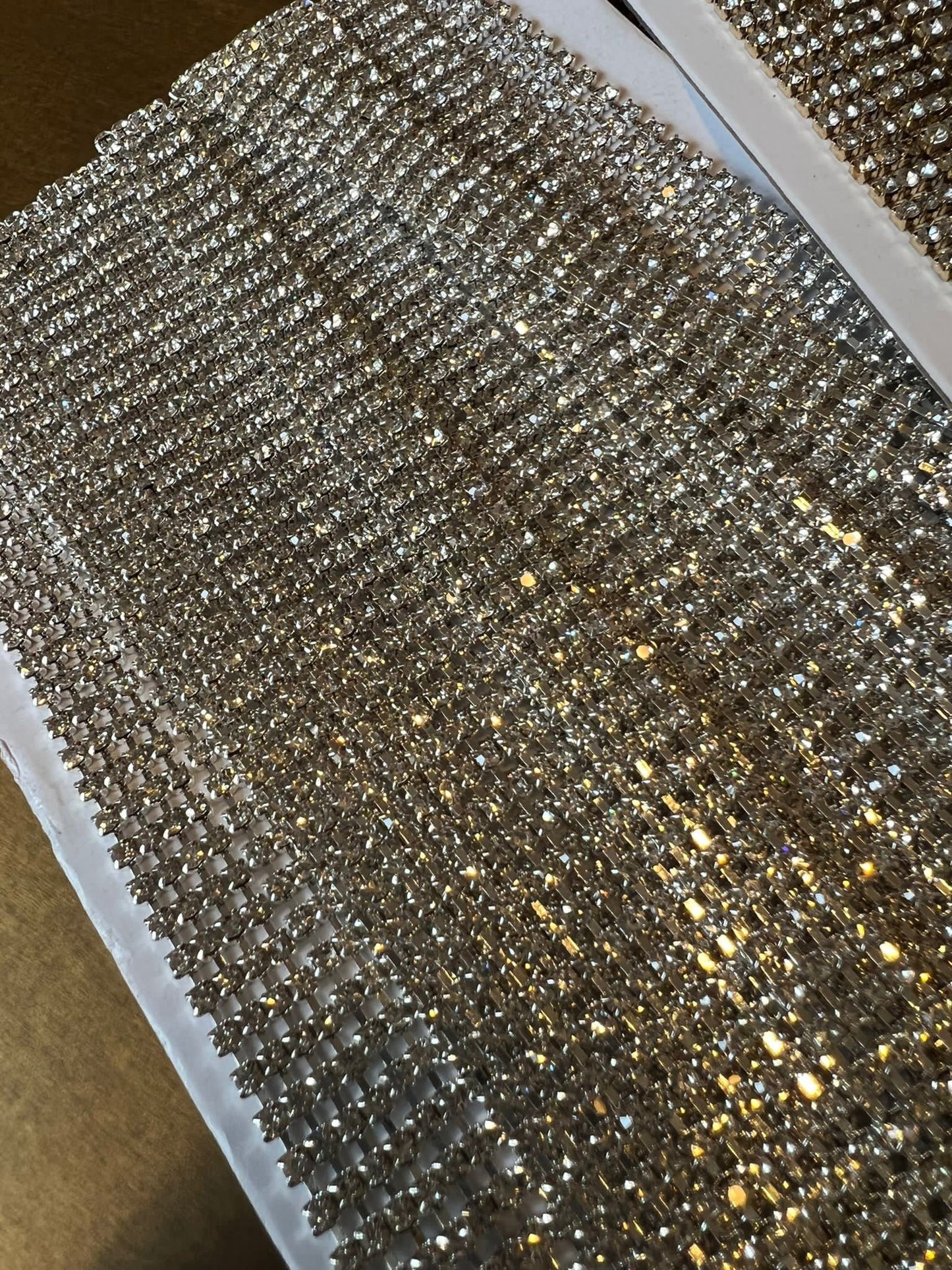 Rhinestone Chain, 4 Row Diamanté Chain, Flexible, Sew on Chain, Bridal, Crafts, Clothing, Silver, Gold, Irridecsecnt Stones