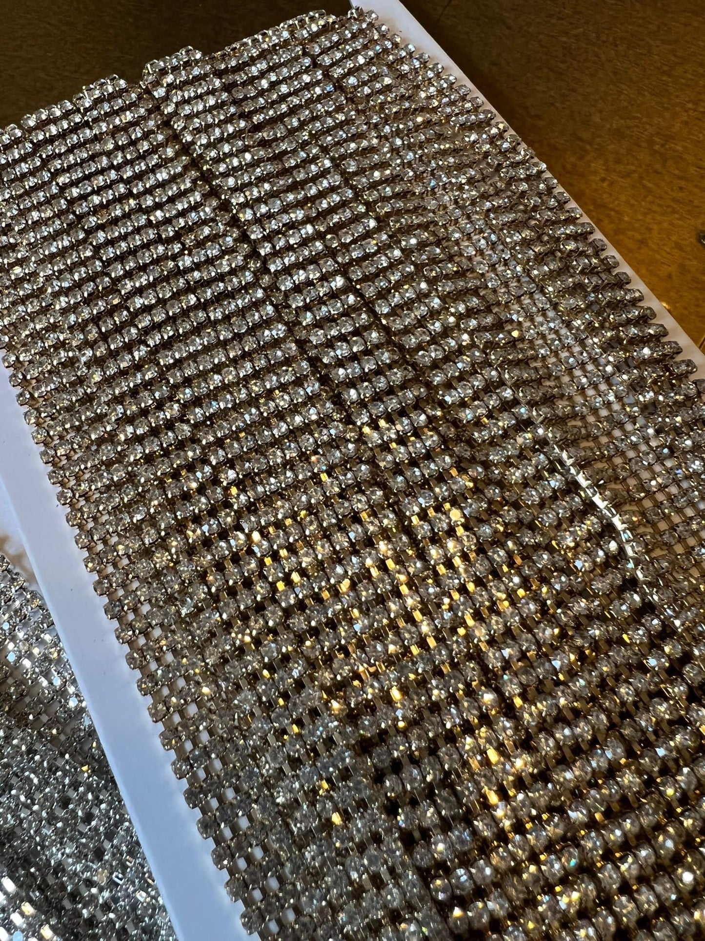Rhinestone Chain, 4 Row Diamanté Chain, Flexible, Sew on Chain, Bridal, Crafts, Clothing, Silver, Gold, Irridecsecnt Stones