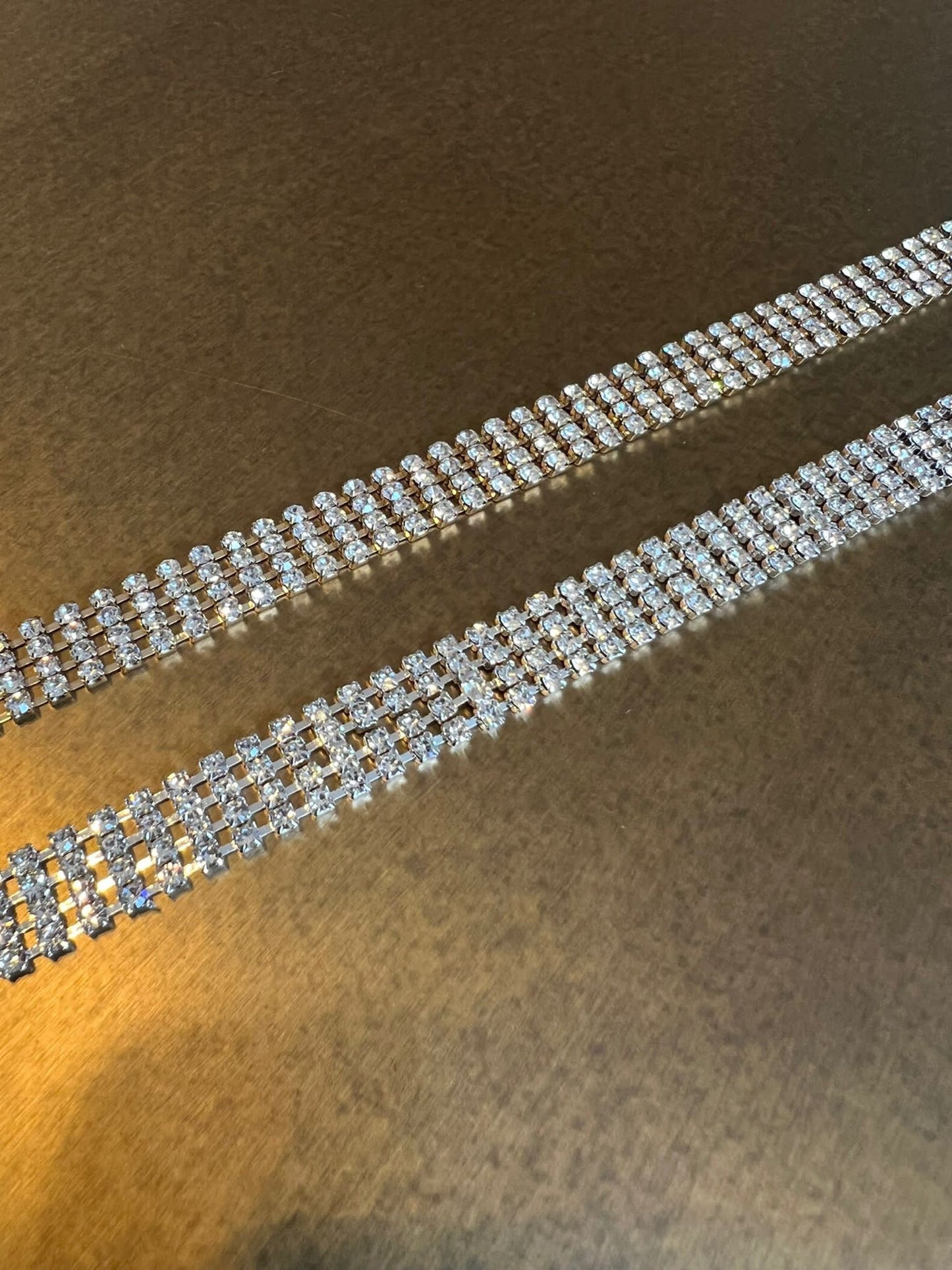 Rhinestone Chain, 4 Row Diamanté Chain, Flexible, Sew on Chain, Bridal, Crafts, Clothing, Silver, Gold, Irridecsecnt Stones
