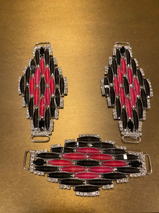 Rhinestone Buckle, Diamanté Buckle, Silver, Black, Pink, Quality Glass Stone, FAN Collection