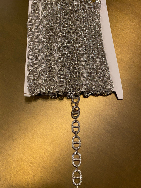 Rhinestone Chain Trimming, Silver Diamanté Chain, Bridal, Clothing, Crafts, Handbag, Bags
