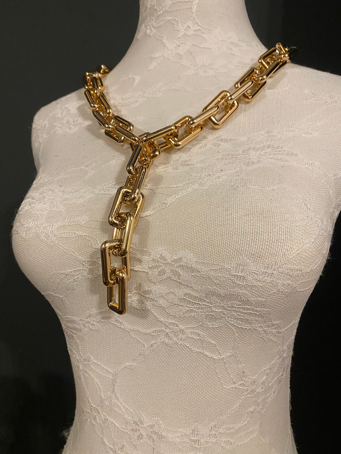 Handmade Rose Gold Chunky Link Necklace, Oversized Chain