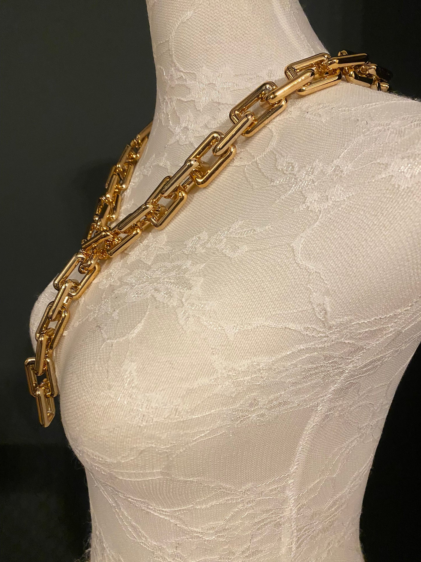 Handmade Rose Gold Chunky Link Necklace, Oversized Chain