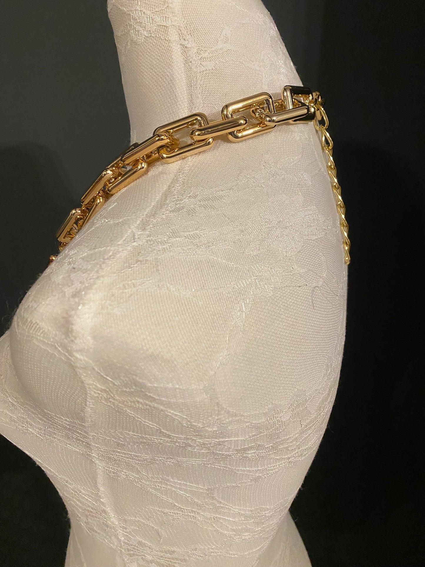 Rose Gold Chain Link Necklace, Chunky Rectangle, Lightweight