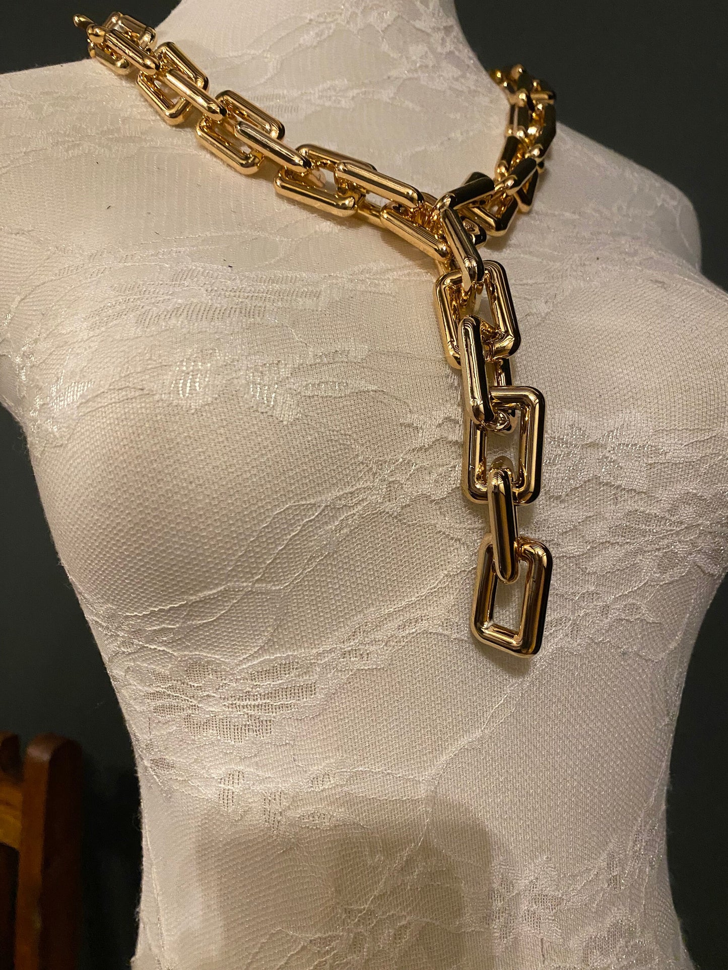 Handmade Rose Gold Chunky Link Necklace, Oversized Chain