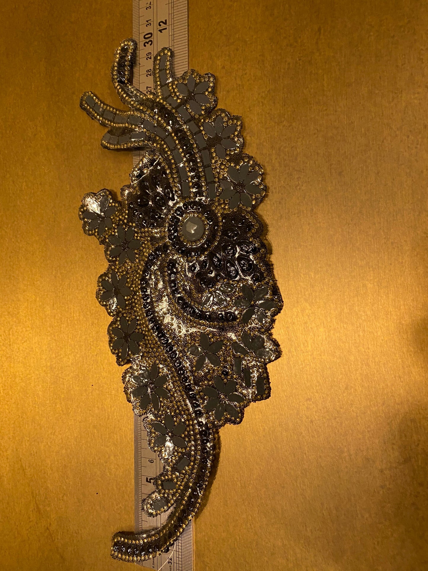 1pair, Diamanté, Beaded Heat Seal Motif, Two Part, Left, Right, 30cm