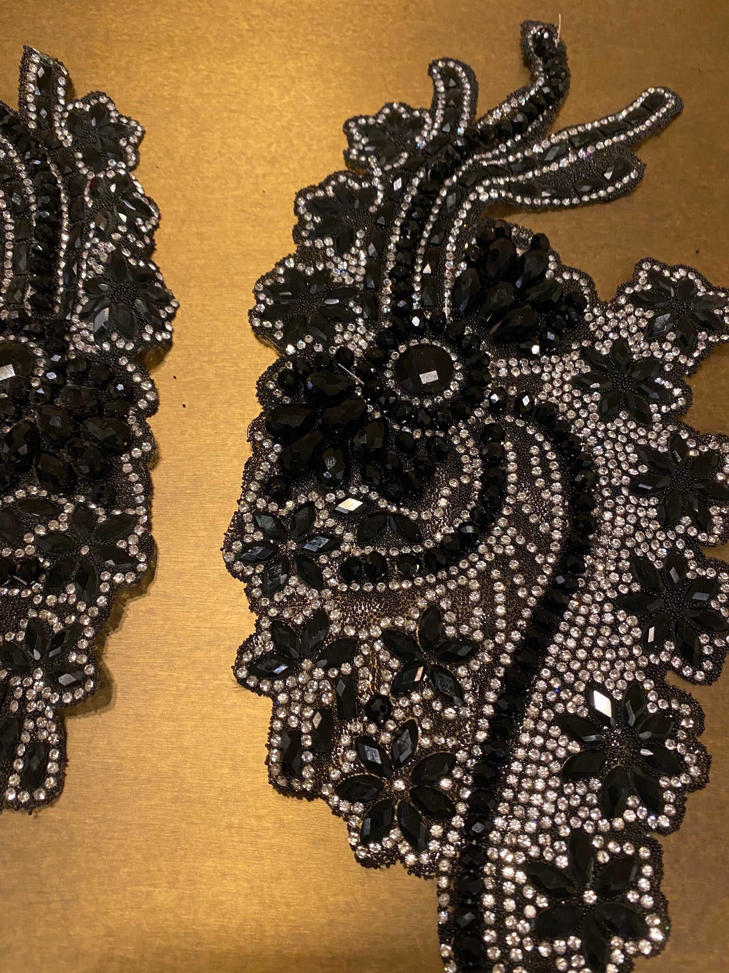 1pair, Diamanté, Beaded Heat Seal Motif, Two Part, Left, Right, 30cm