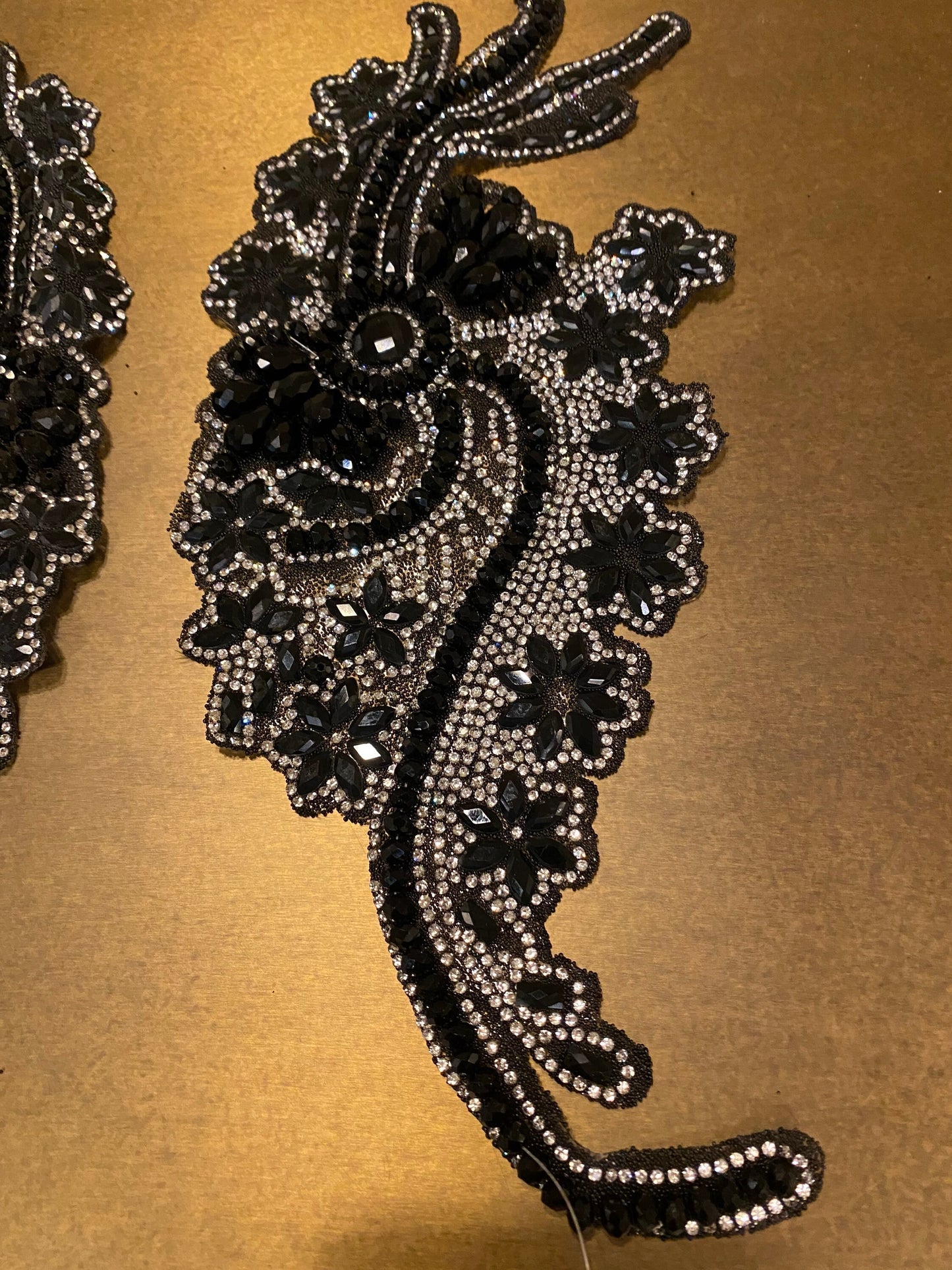 1pair, Diamanté, Beaded Heat Seal Motif, Two Part, Left, Right, 30cm