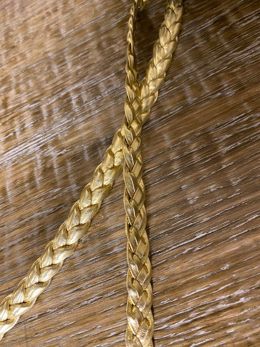 Gold Plaited Faux Leather Trim, High Quality, Gold