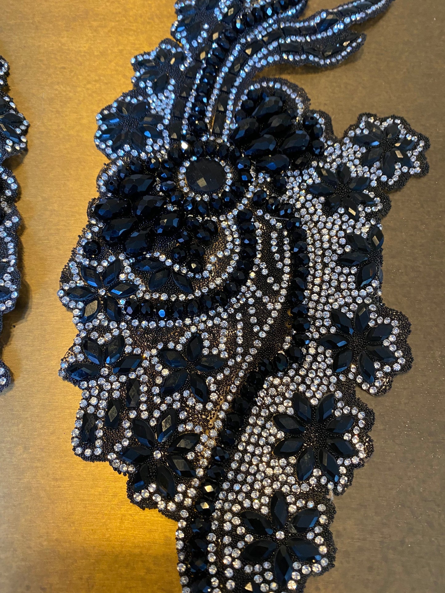 1pair, Diamanté, Beaded Heat Seal Motif, Two Part, Left, Right, 30cm
