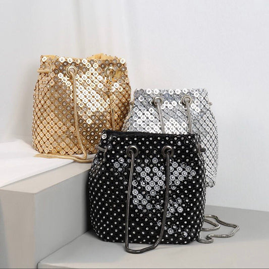 Rhinestone Chainmail Handbag, Quality Handbag, Chainmail, Diamanté, Fashionable Bag, Gold, Silver, Black