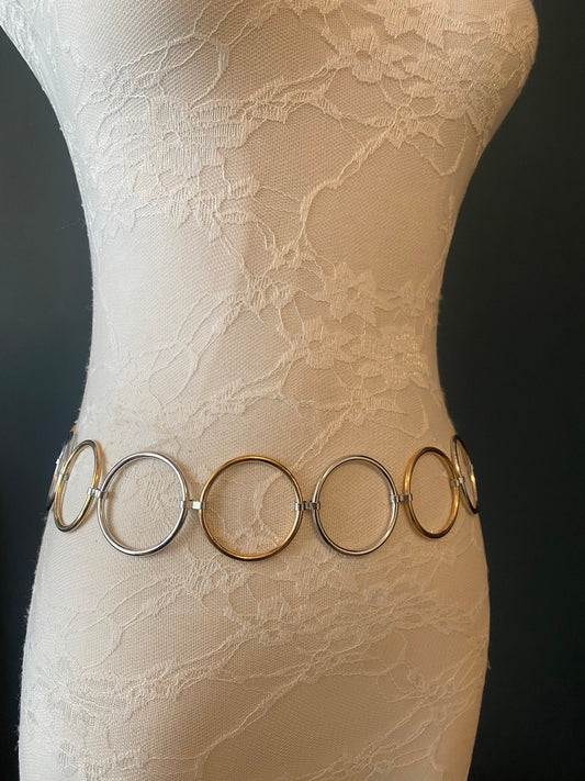 X-long Belt, Silver & Gold Mixed Rings, 4cm Rings, Fashion Belt, Swimwear, Dress, Accessory