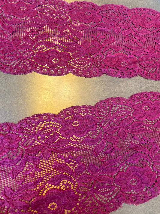 Lace, Stretch Lace, 5”, 13cm wide lace, Maroon