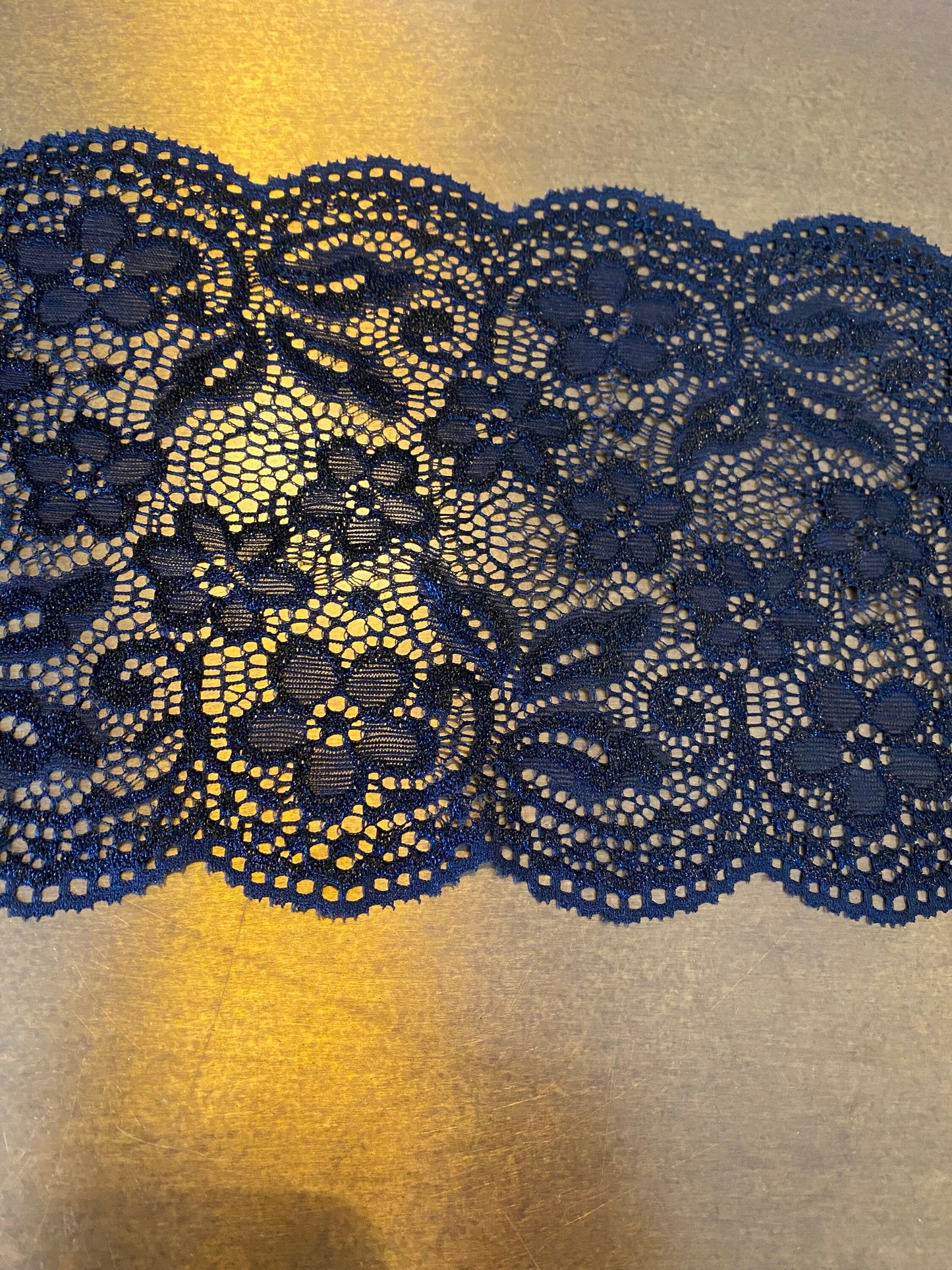 Black Floral Stretch Lace, 6” Wide, Lingerie & Dress Trim