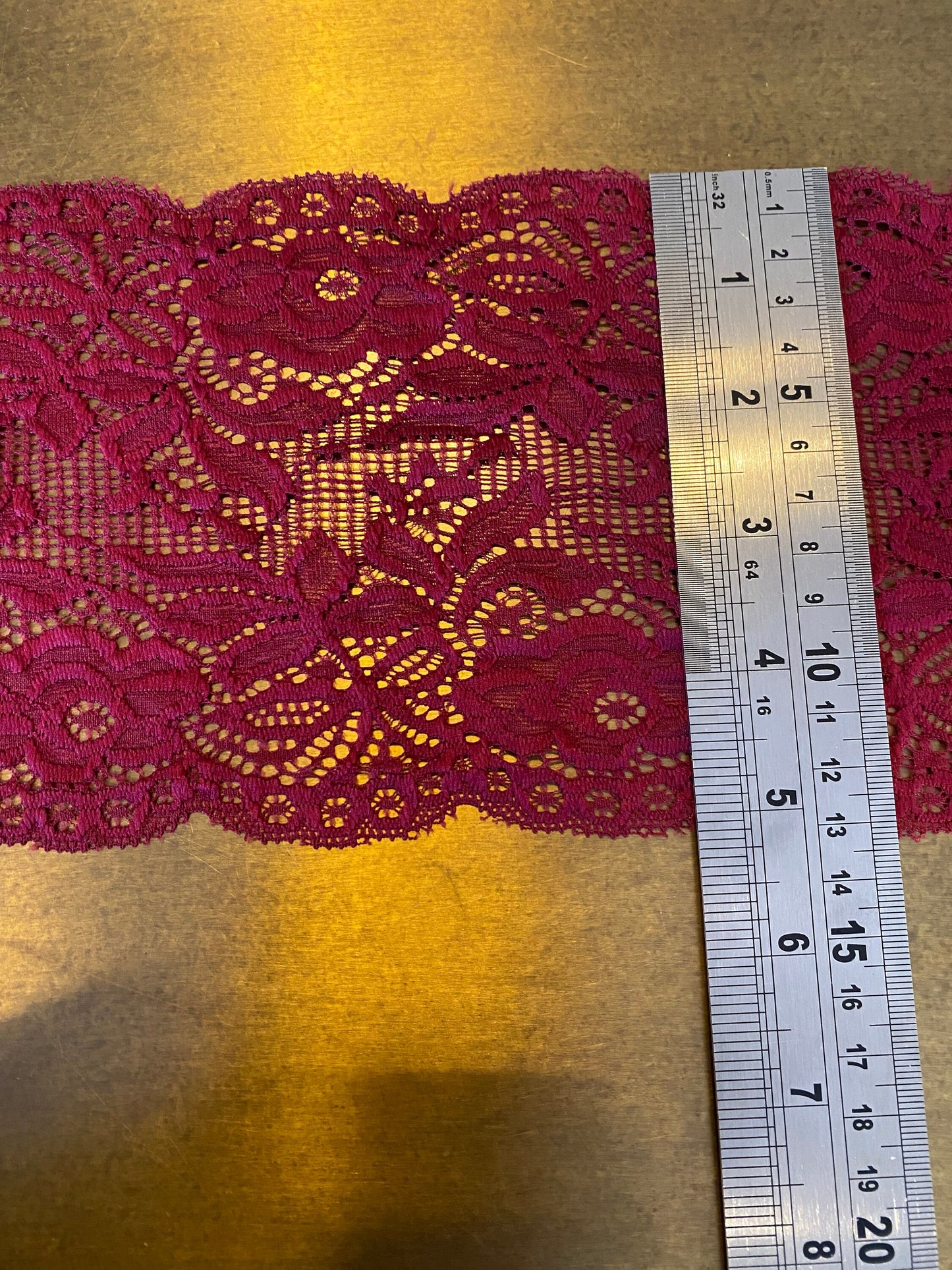 Lace, Stretch Lace, 5”, 13cm wide lace, Maroon
