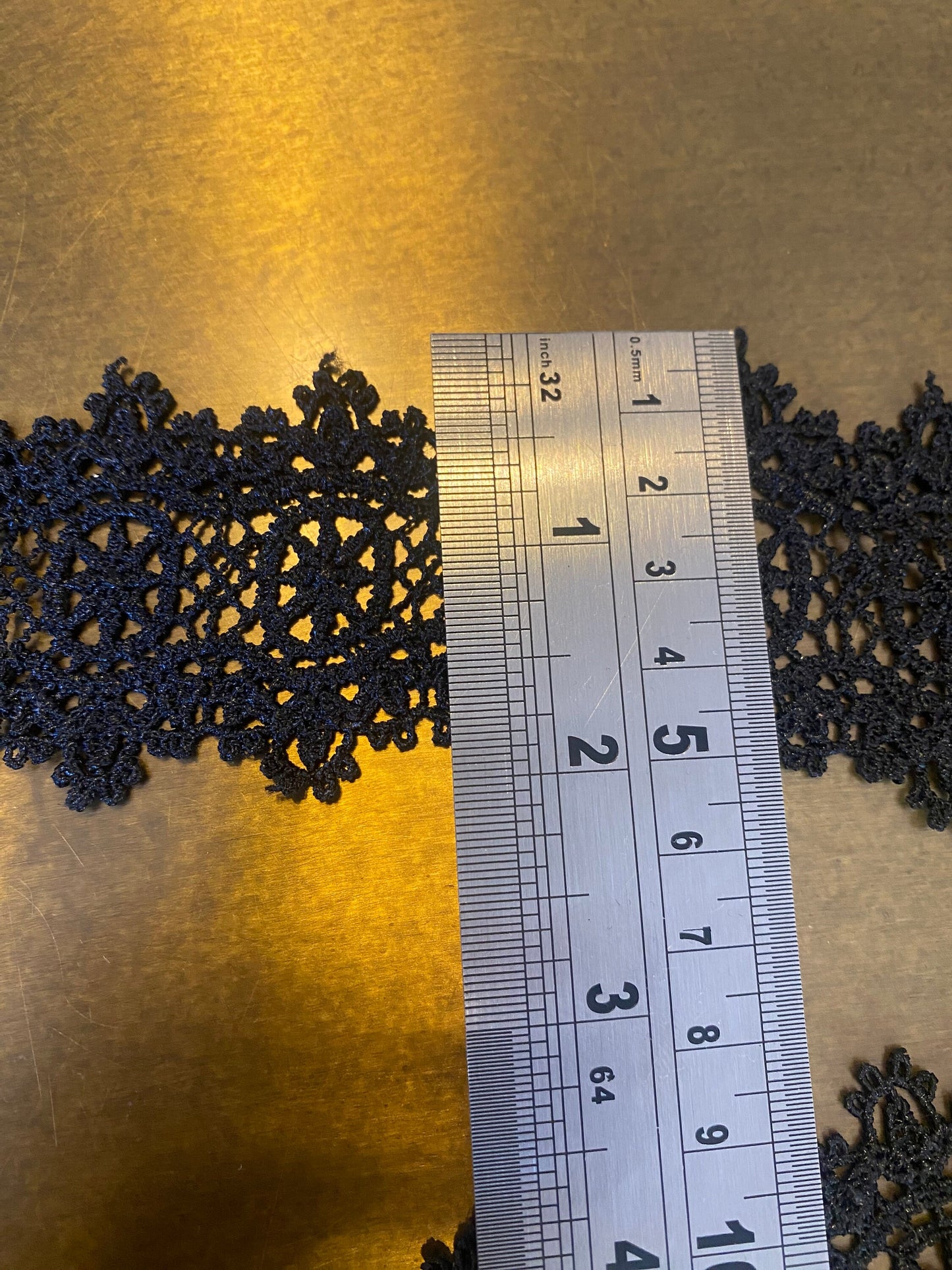 Black Polyester Lace Trim, 2" Wide, Soft Delicate Craft Lace