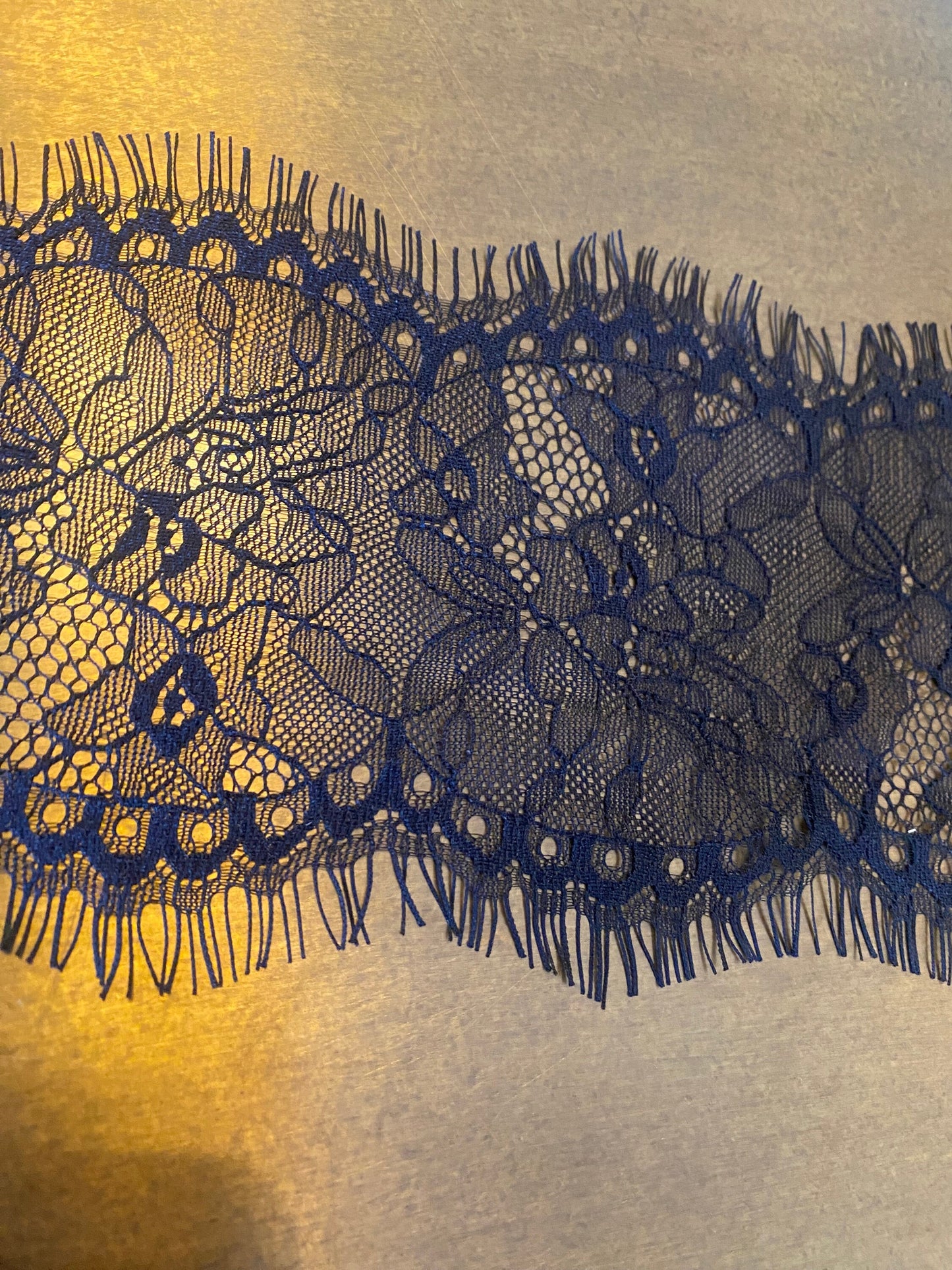 Black Eyelash Lace Trim, 5" Wide, Scalloped Edge, Bridal Lingerie Lace