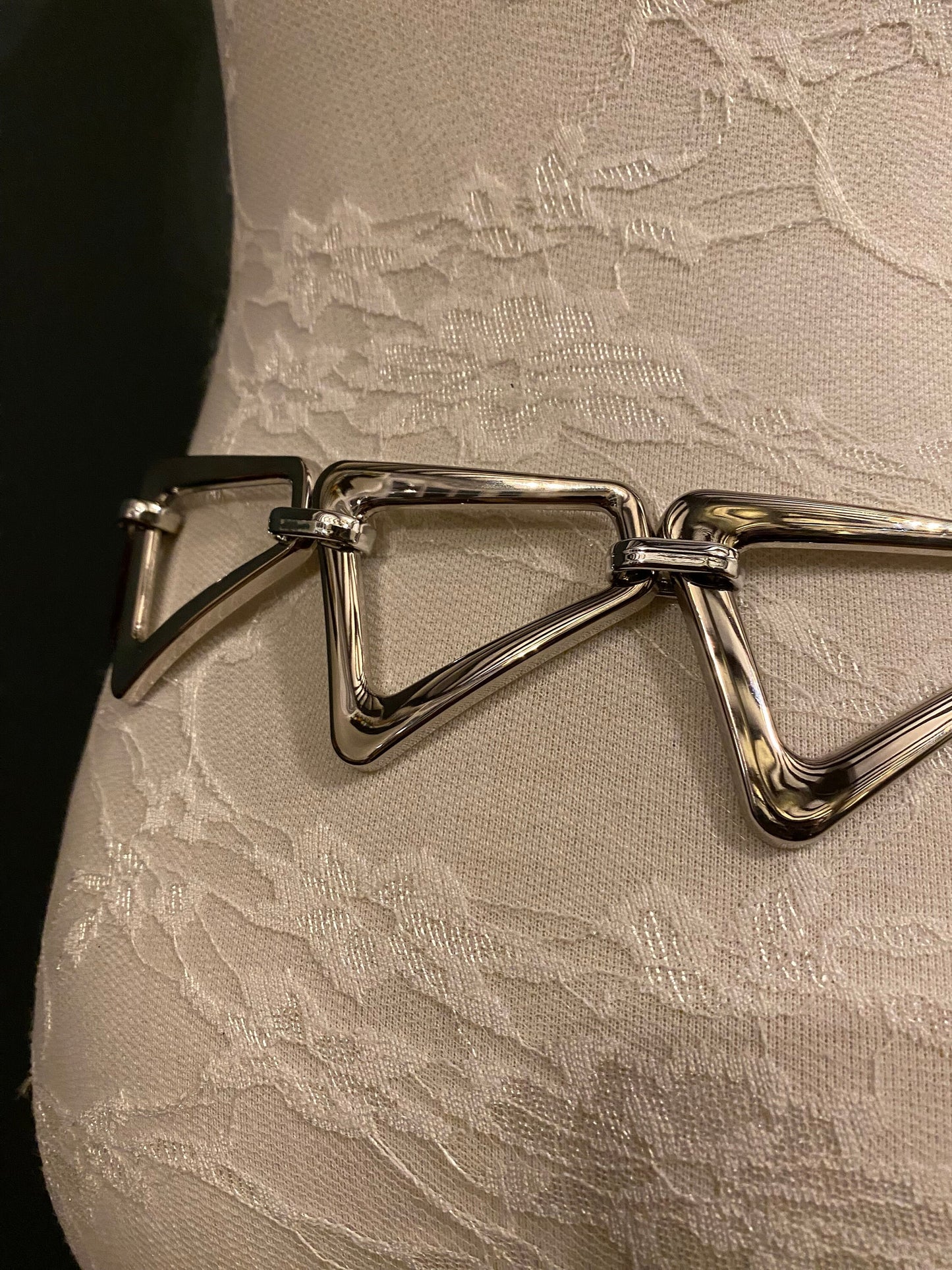 Belt, Triangle Ring Belt, Chain Ring Belt, Silver Belt, Plastic Triangle Belt, Handmade, Fashion Belt, Accessory, Swimwear, UK Sizes 2-36