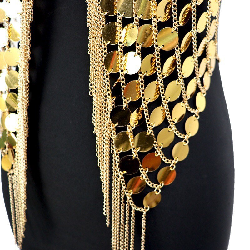 Festival Body Jewellery, Silver, Gold, Mirror Discs, Fashion Top, Gold, Silver, Iridescent, FAN Fashion Collection