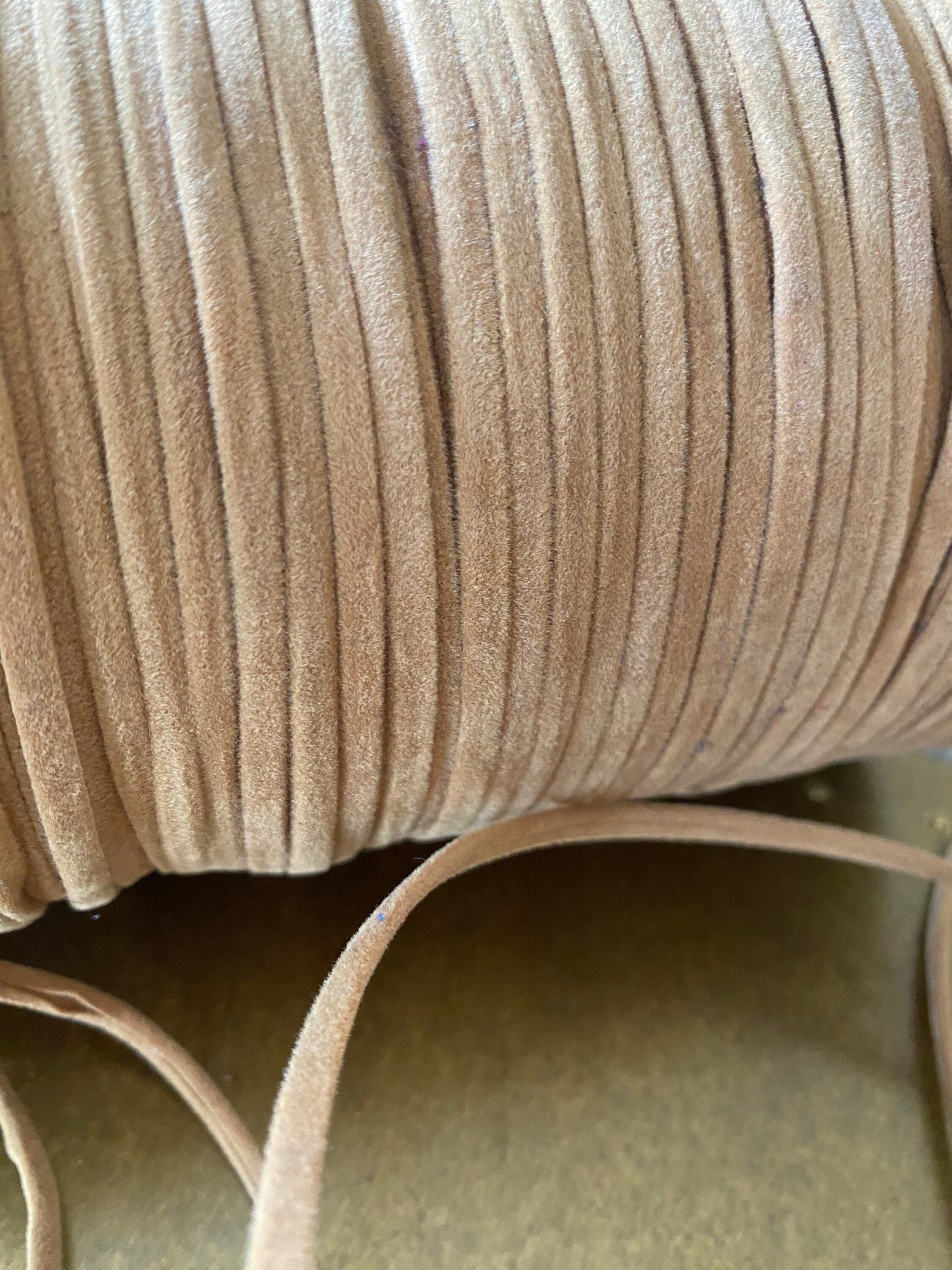 10mts Faux Suede Flat Cord, UK Made, Quality, Light Tan