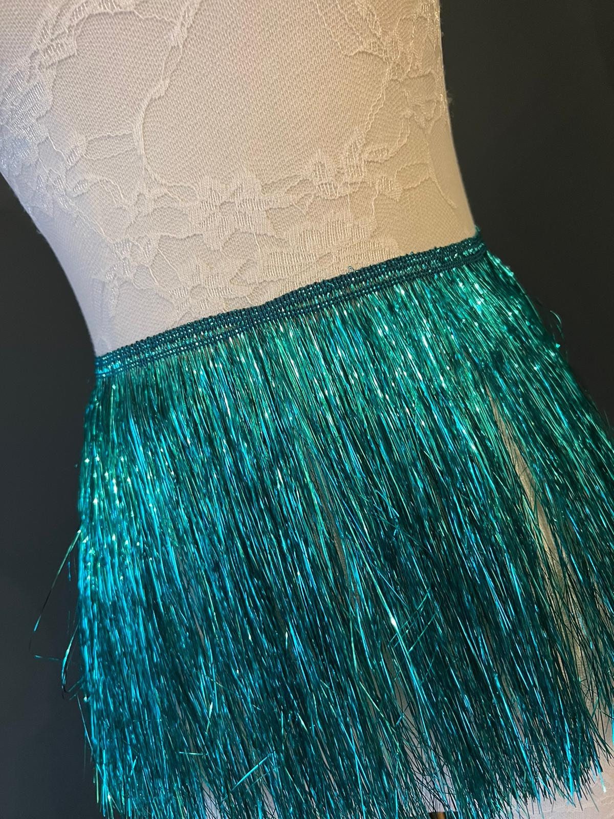 8" Turquoise Tinsel Fringe, Dance Costume Trimming, 17 colour options