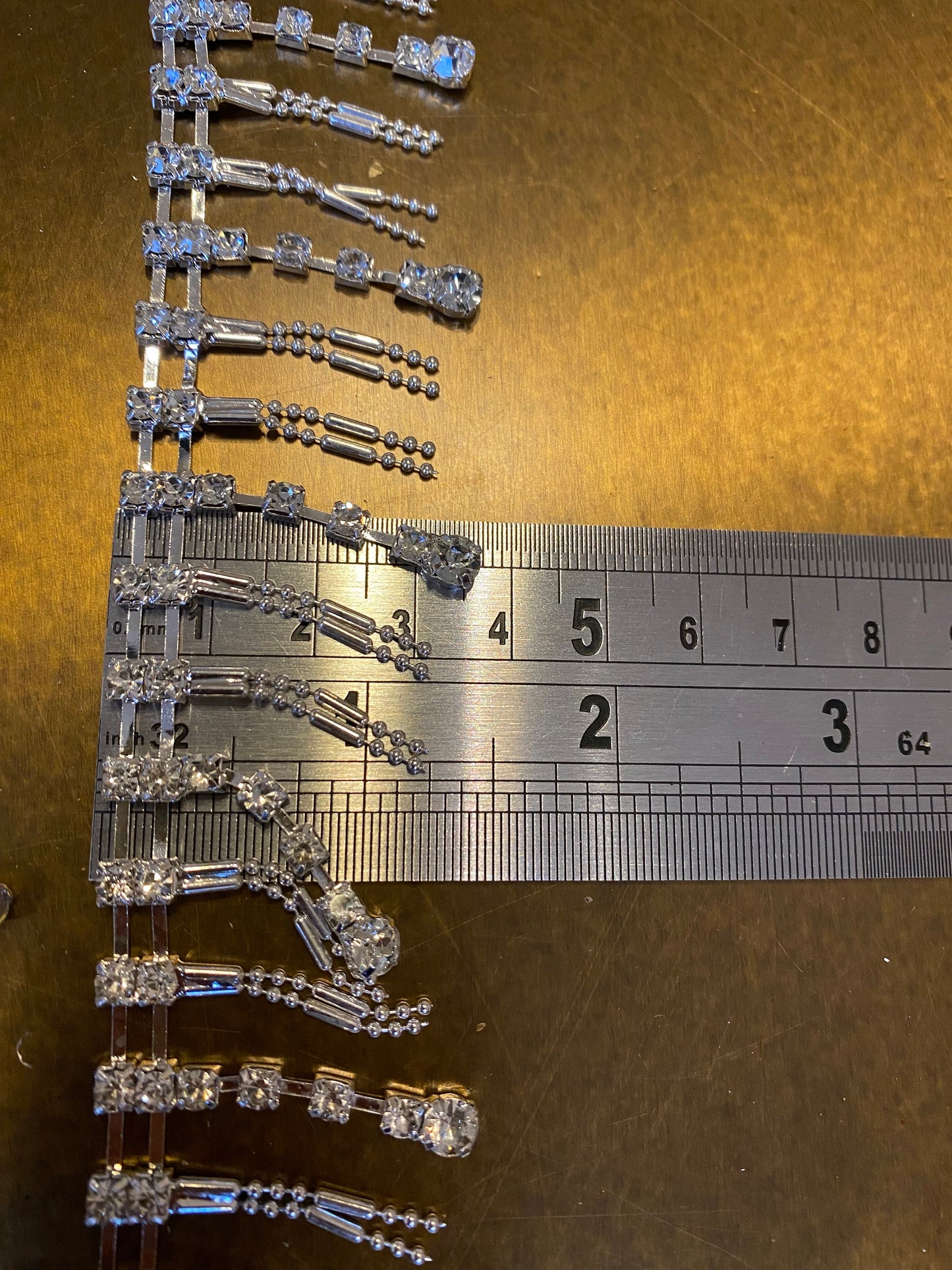Rhinestone Fringe Trim, Silver Diamante Jewel, Bridal Wedding Decor