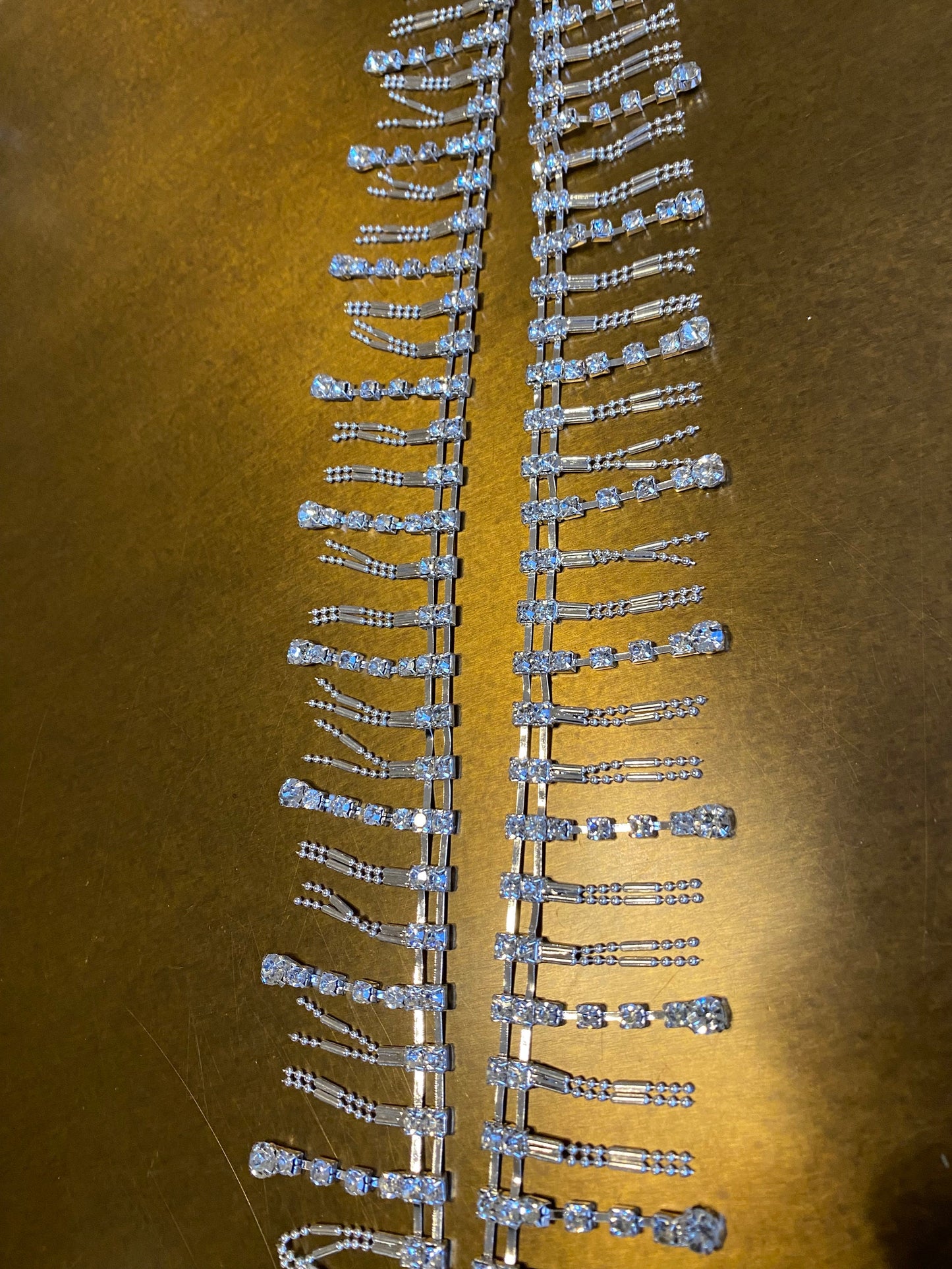Rhinestone Fringe Trim, Silver Diamante Jewel, Bridal Wedding Decor