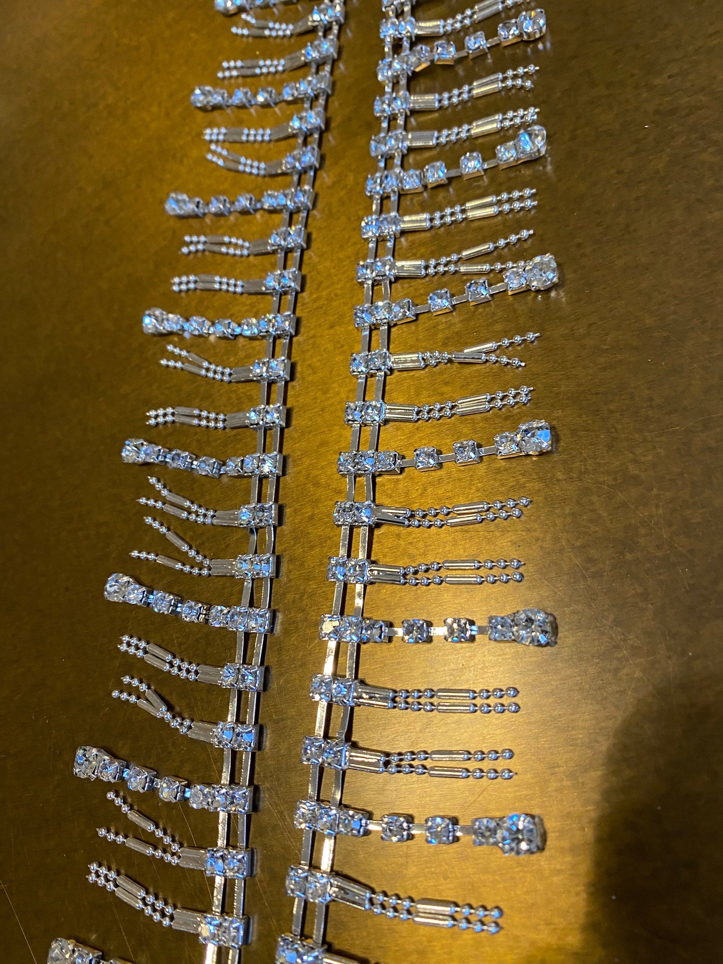 Rhinestone Fringe Trim, Silver Diamante Jewel, Bridal Wedding Decor