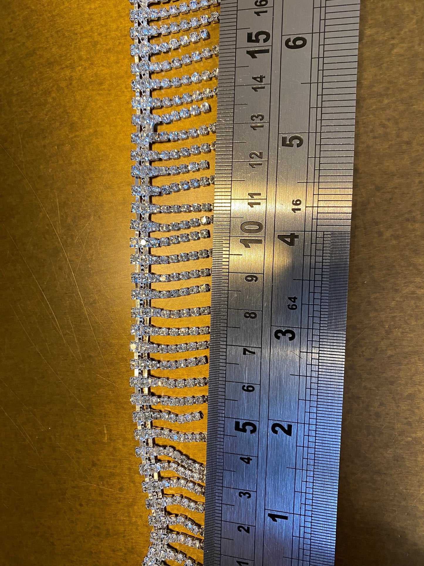Diamanté Rhinestone Fringe Trim, Silver Jewel Trimming (4.8cm Wide)