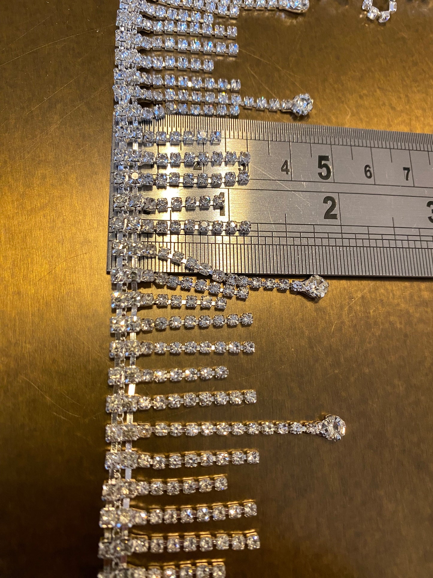 Diamanté Rhinestone Fringe Trim, Silver Jewel Trimming (4.8cm Wide)