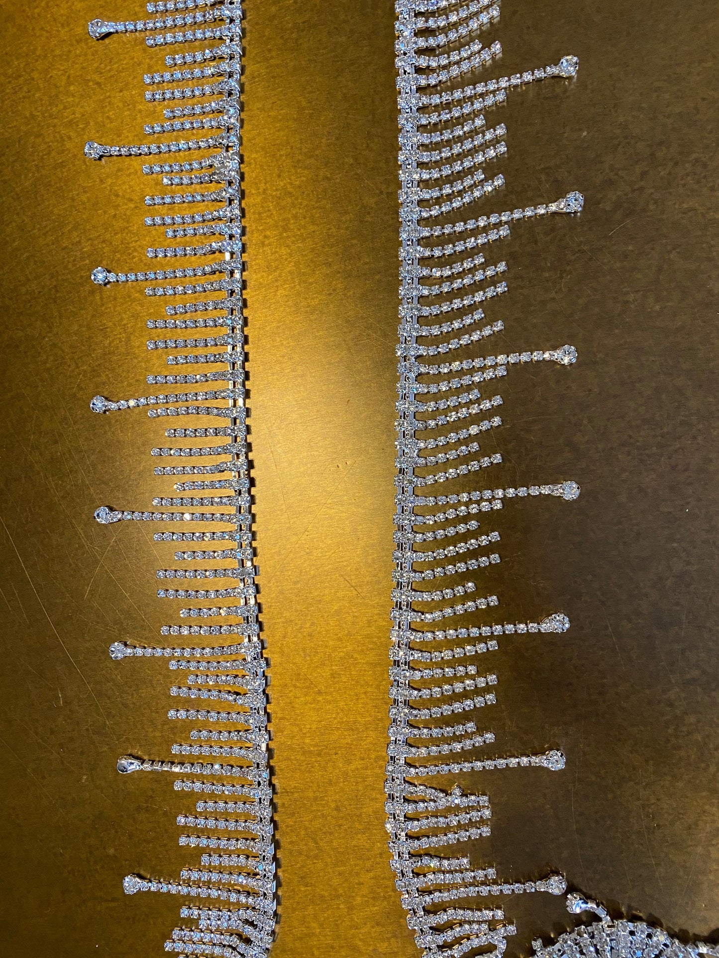 Diamanté Rhinestone Fringe Trim, Silver Jewel Trimming (4.8cm Wide)