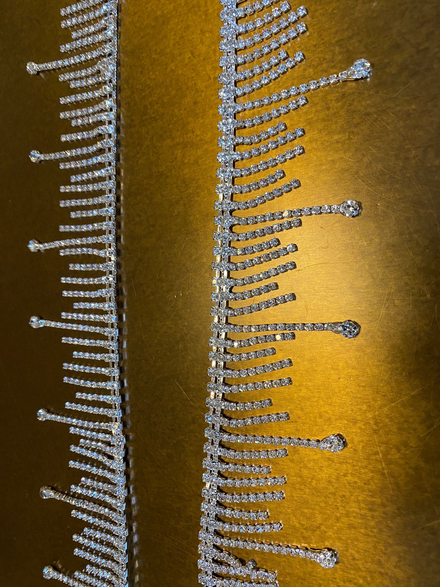 Diamanté Rhinestone Fringe Trim, Silver Jewel Trimming (4.8cm Wide)