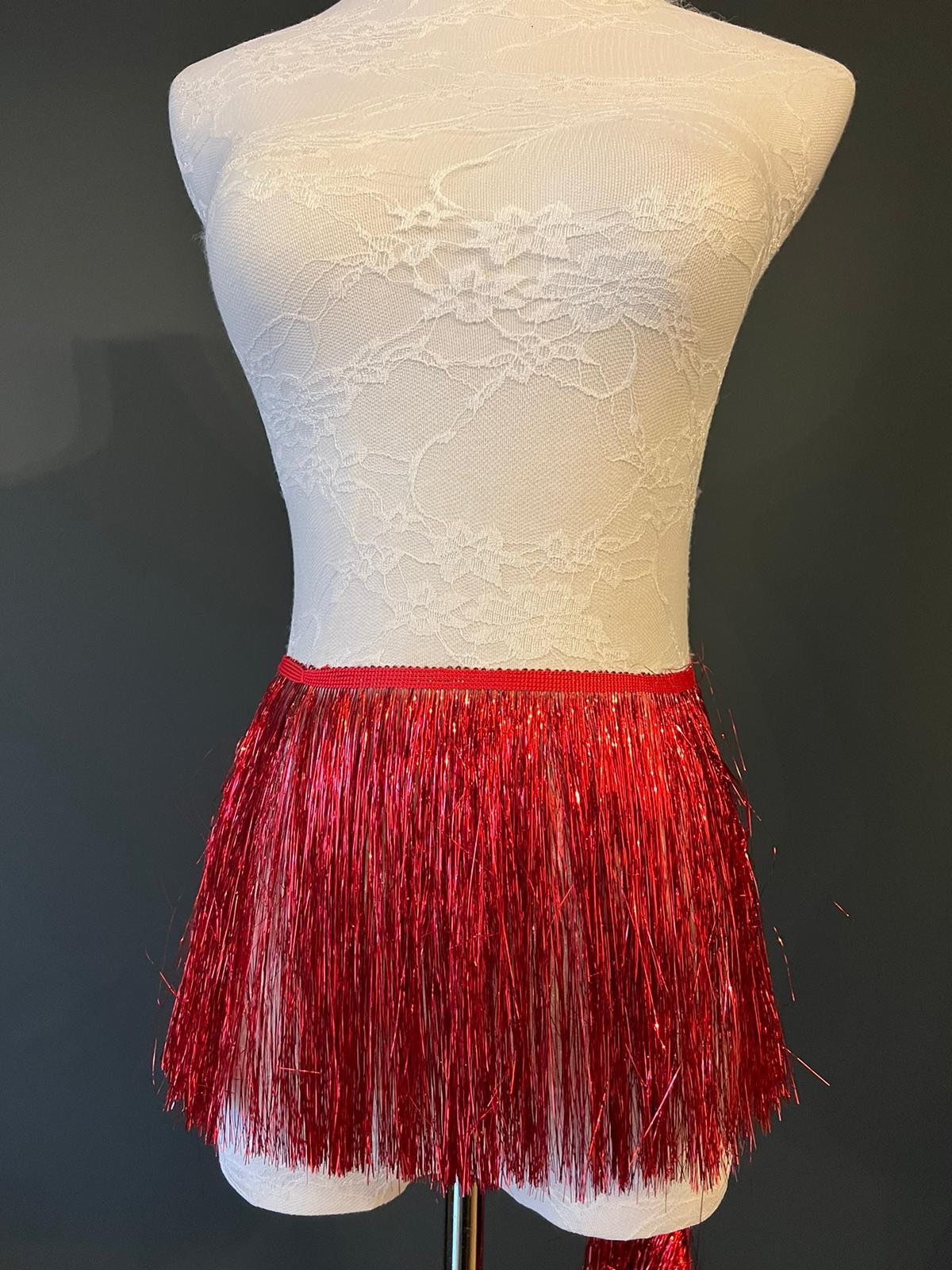 Red Tinsel Fringe, 8 Inch, Dance Costume Trimming, 17 Colours