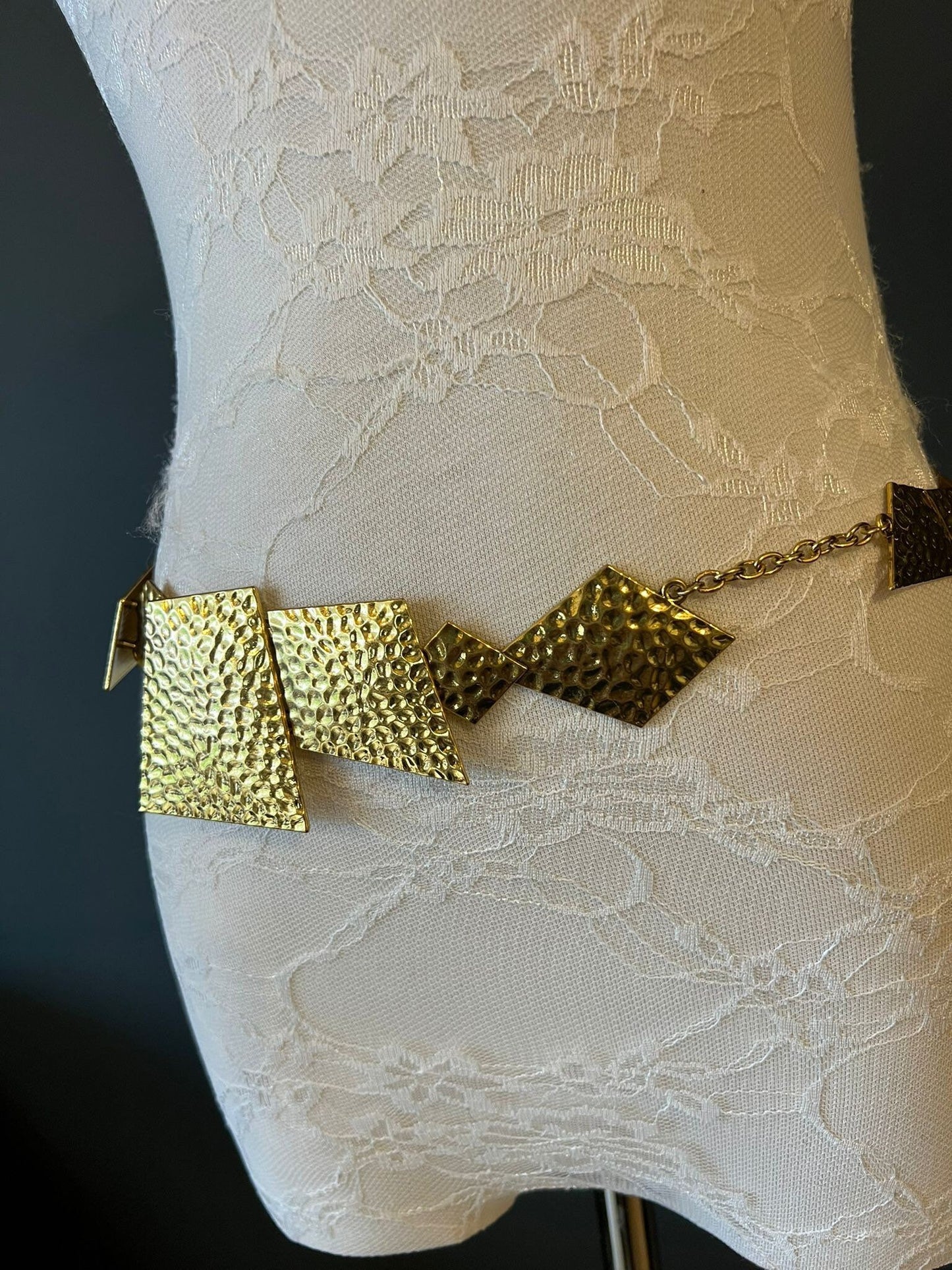 X-long Hammered Metal Chain Belt, Handmade, Chain Belt, High Quality, Antique Gold, UK 2-34