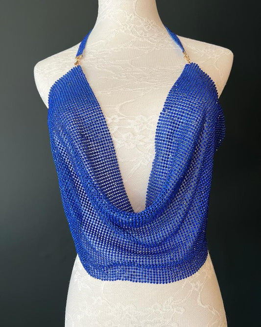 Rhinestone Top, High Quality Fashion Top, 4 Sizes, Blue Rhein stones, Fan Fashion Range