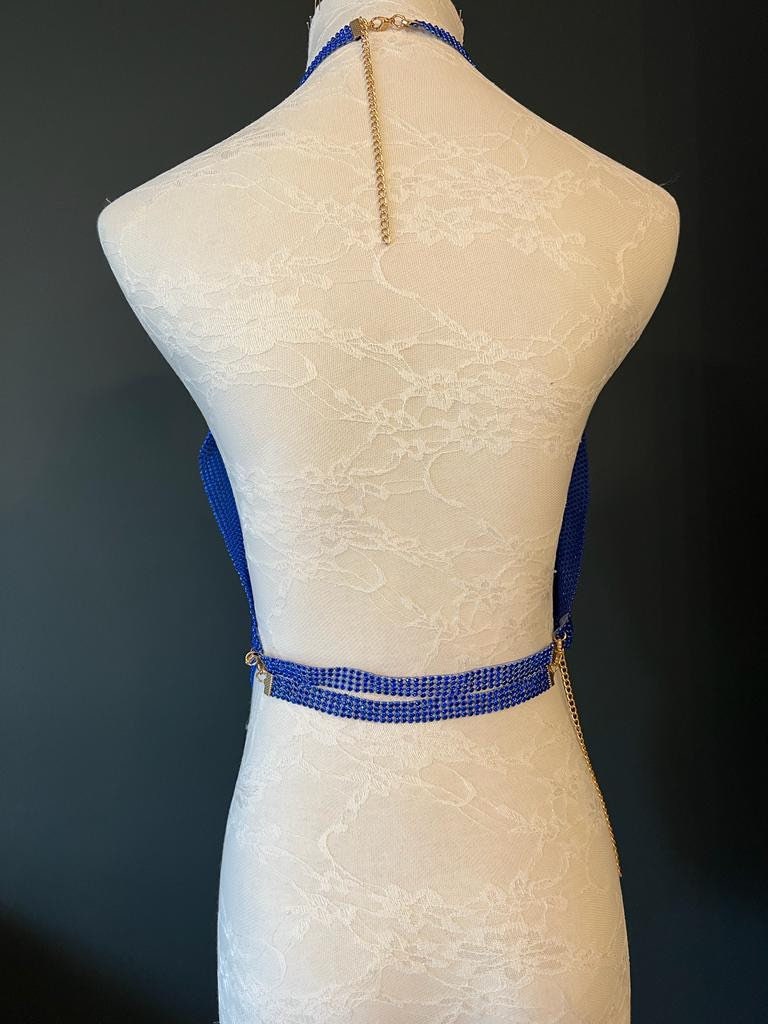 Rhinestone Top, High Quality Fashion Top, 4 Sizes, Blue Rhein stones, Fan Fashion Range