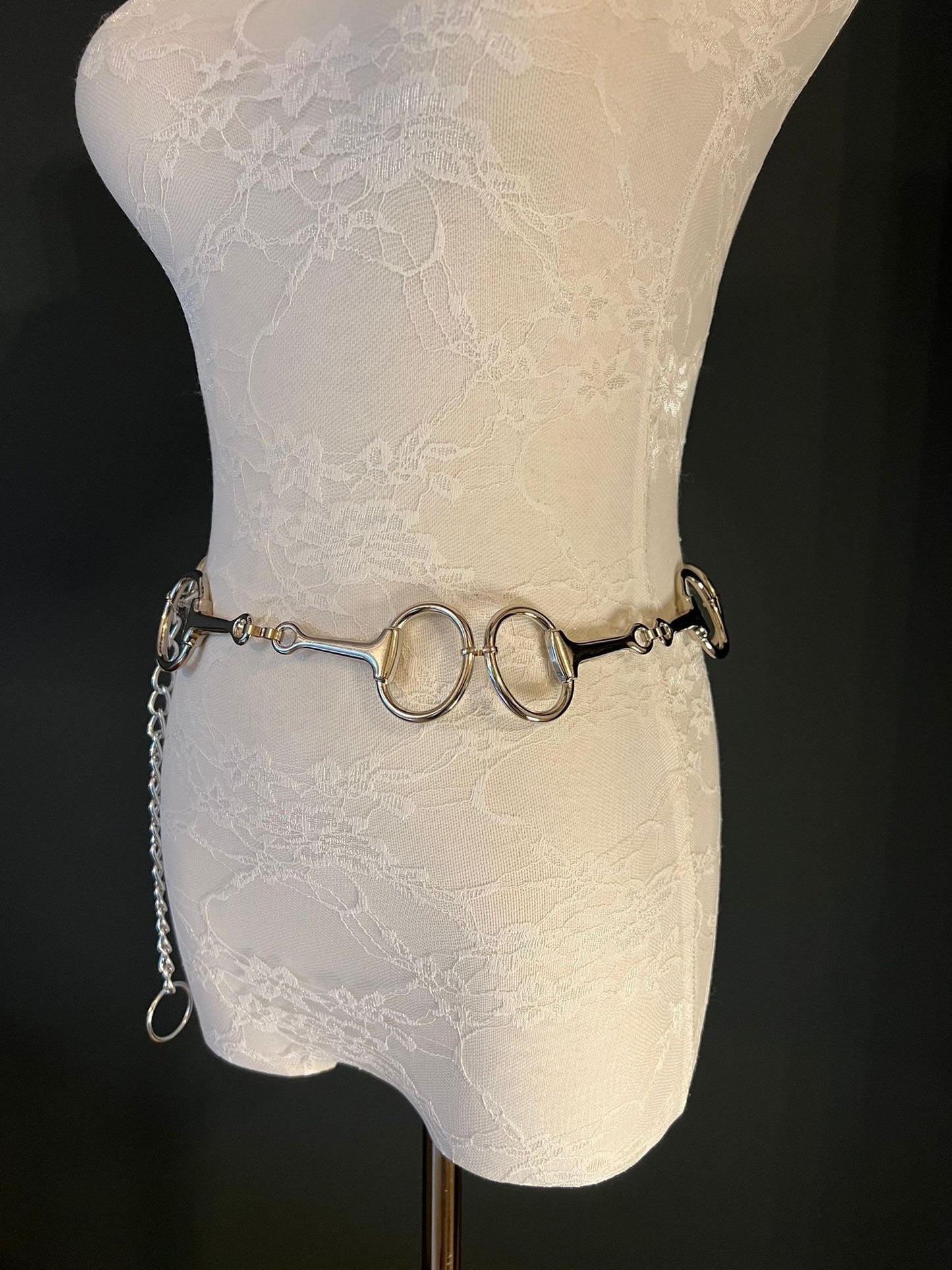 Silver Metal Belt with Hanging Chain, Teen to Plus Size