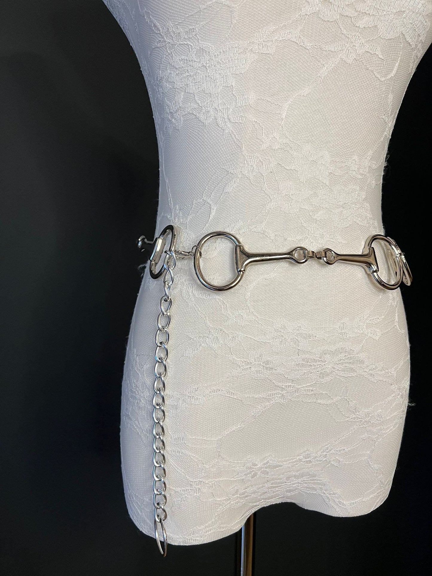 Silver Metal Belt with Hanging Chain, Teen to Plus Size