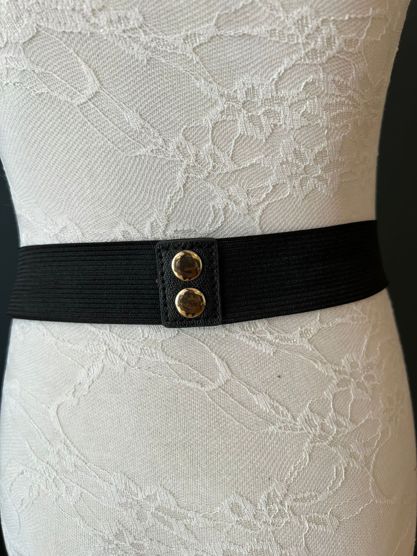 Belt, Gold Buckle Belt, Fashion Statement Belts, Elasticated Hand Made Belt with Popper Fasteners