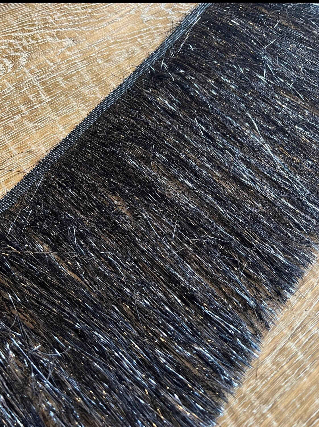 Black Tinsel Fringe Trim, Shiny Foil Effect, 8" Wide, Costume Trimming