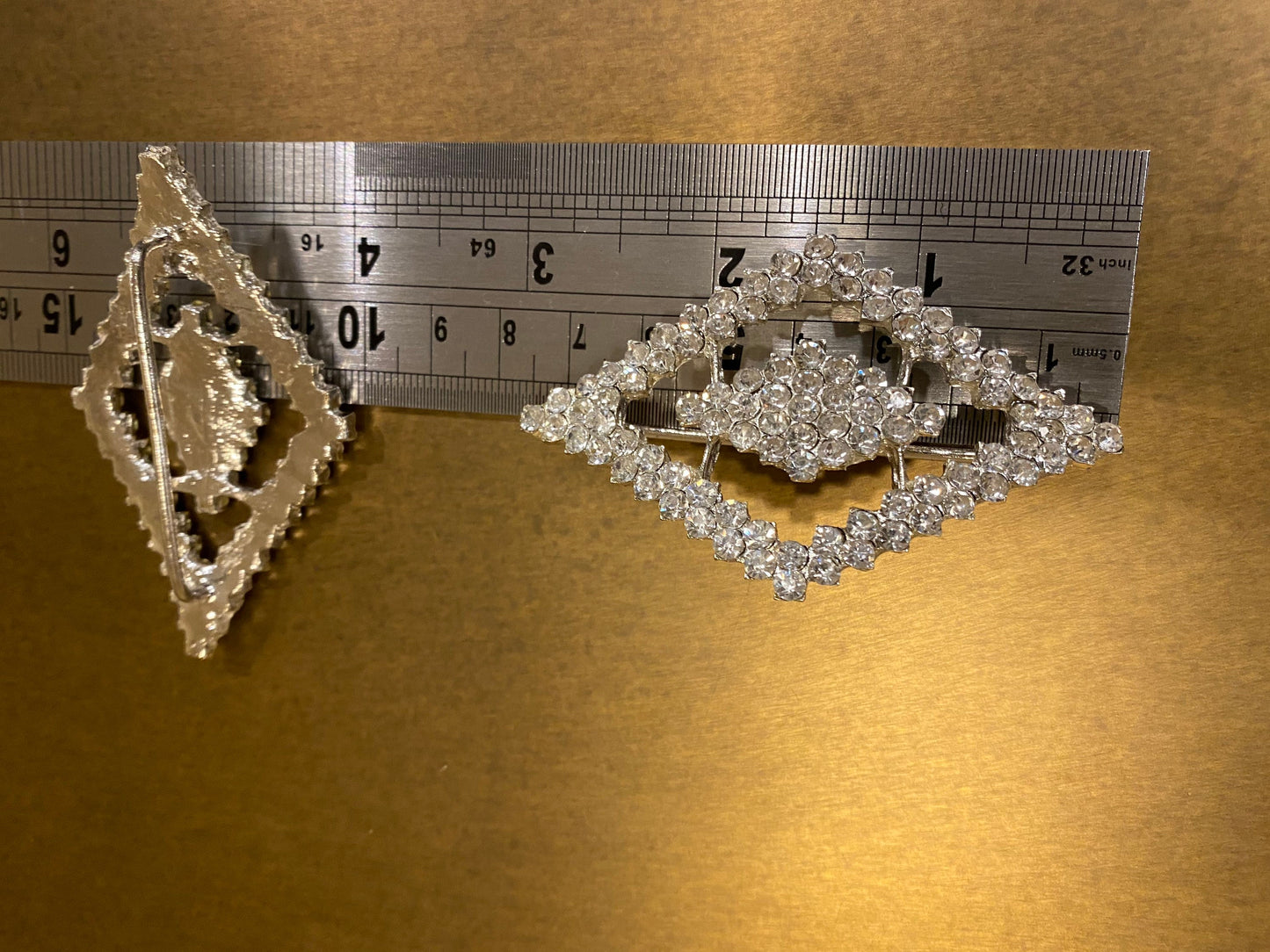 Rhinestone Buckle, High Quality, Bridal, Clothing, Dresses, Crafts, Silver Buckle, FAN Collection 3”x1.8”