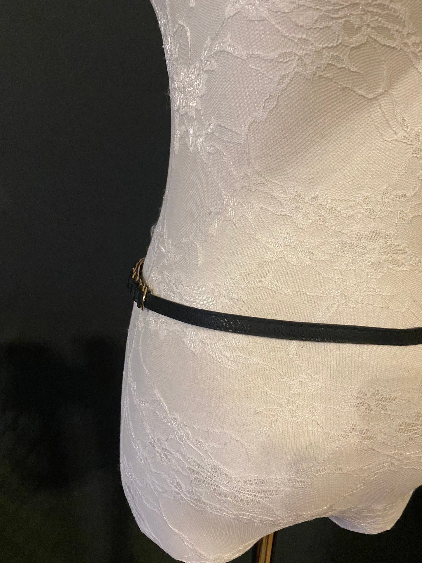 Black Faux Leather Belt with Gold Ring Detail, UK 6-12