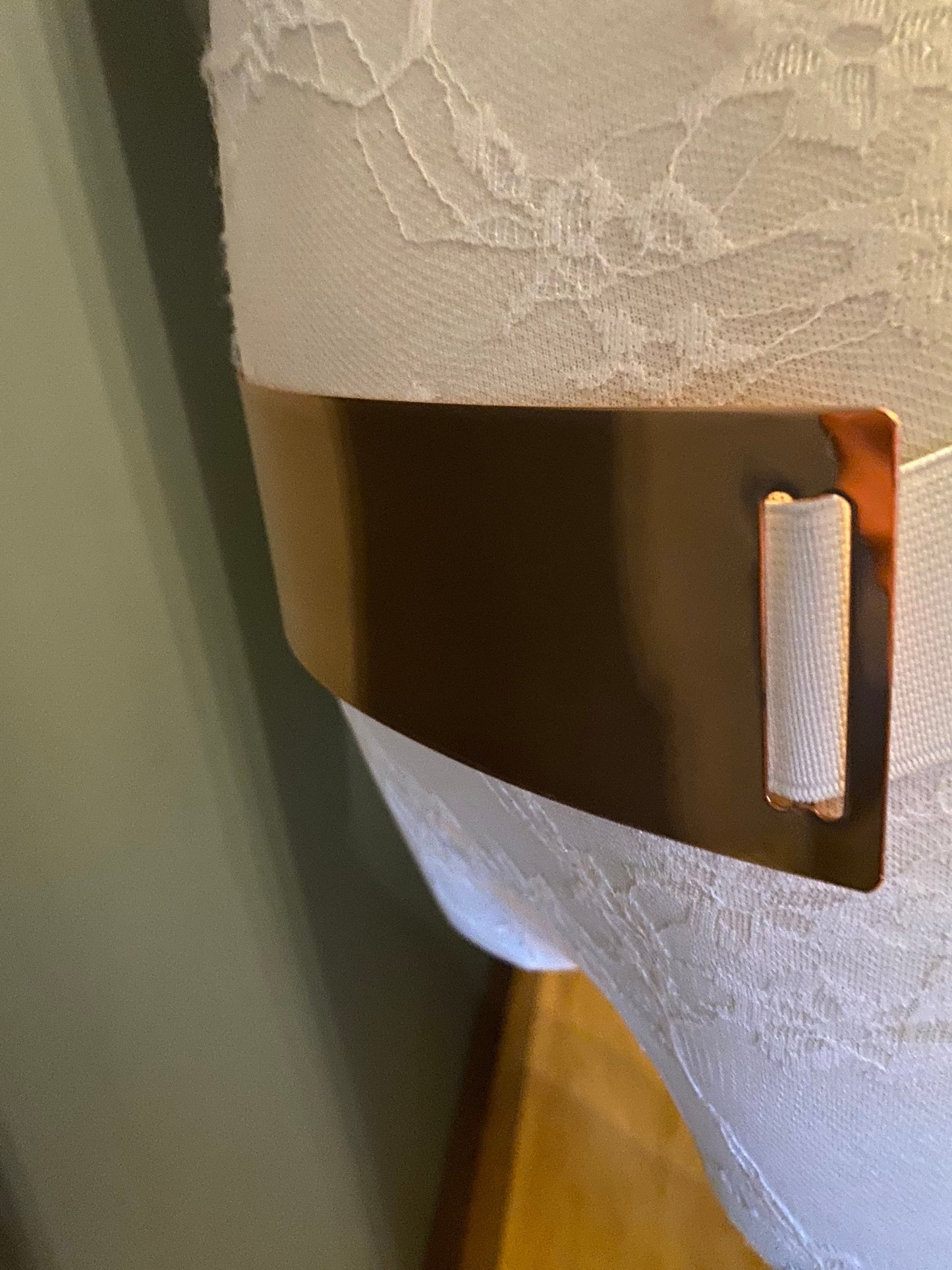 White Elastic Belt, Rose Gold Buckle