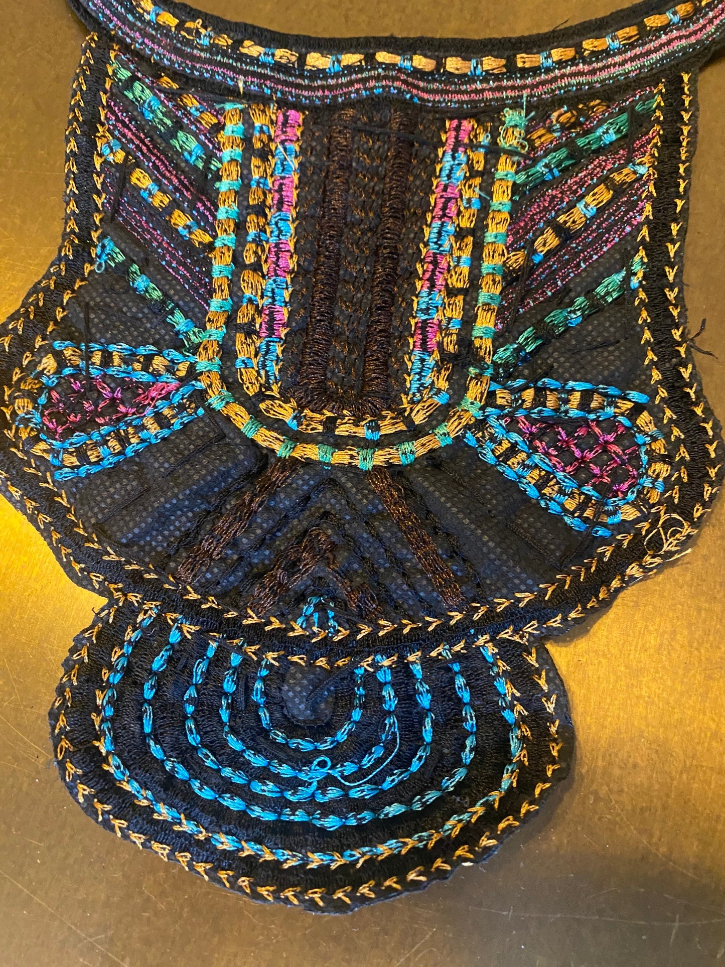 Embroidered Beaded Appliqué Collar, Boho Neck Trim